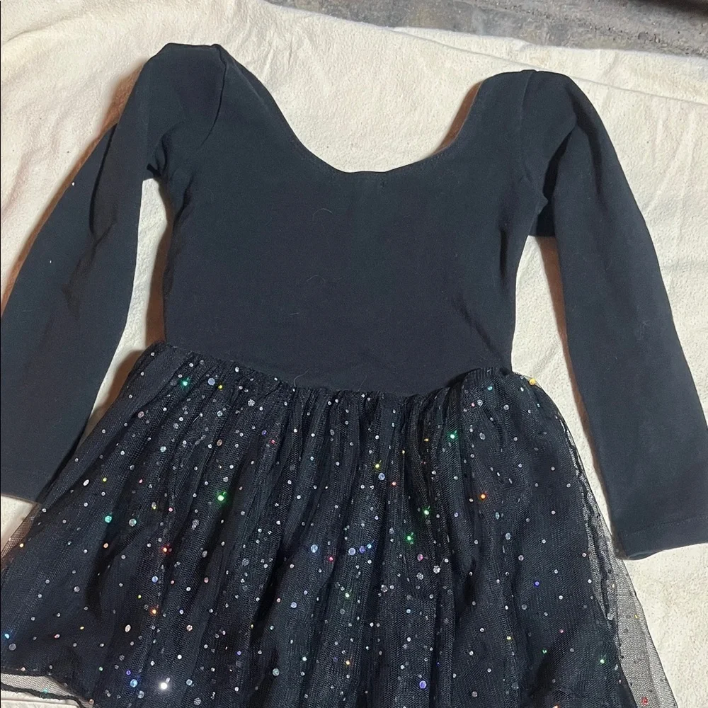 Arshiner Chic Black Kids Dance Costume with Sparkling Skirt